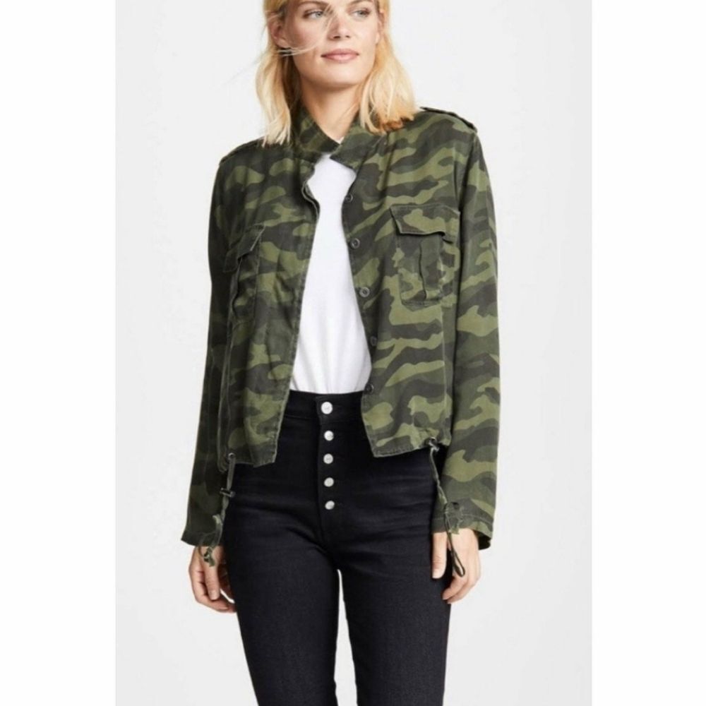 Rails Rowen Camo Military Jacket in Forest Camo Green 100% Cupro Women's Medium